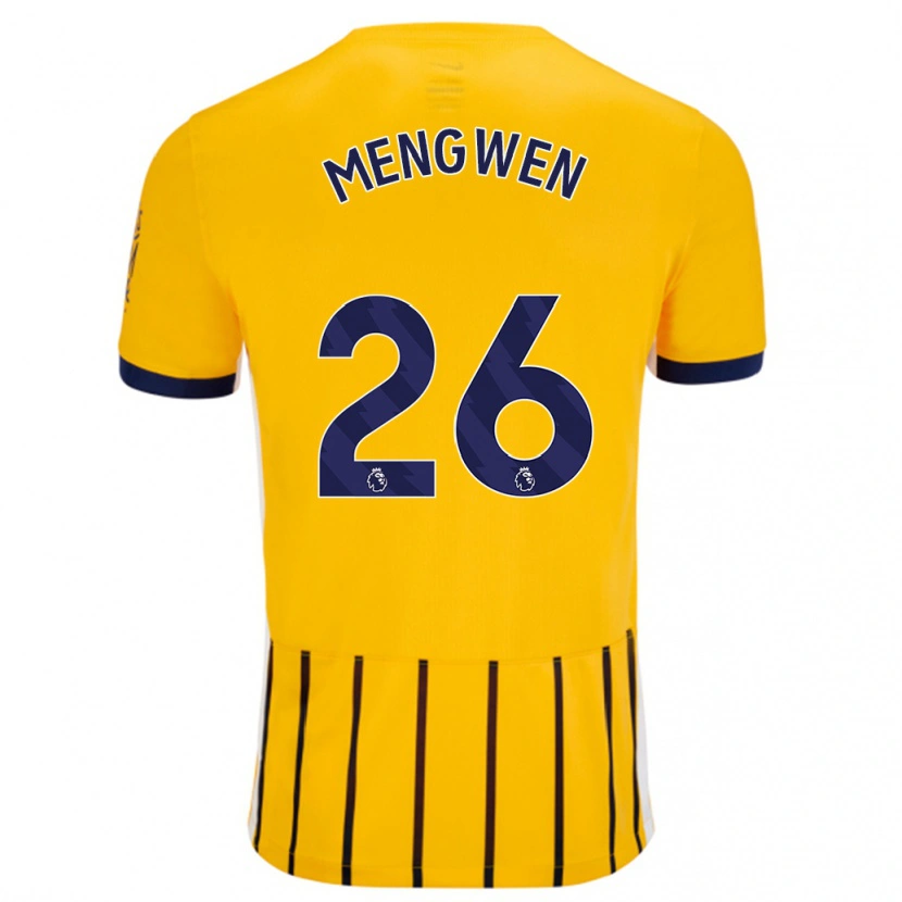Danxen Donna Maglia Li Mengwen #26 Oro Blu A Righe Sottili Kit Gara Away 2024/25 Maglietta