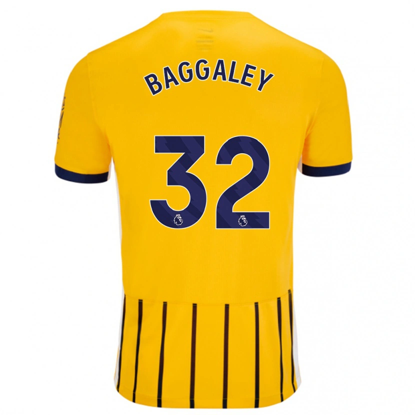 Danxen Donna Maglia Sophie Baggaley #32 Oro Blu A Righe Sottili Kit Gara Away 2024/25 Maglietta