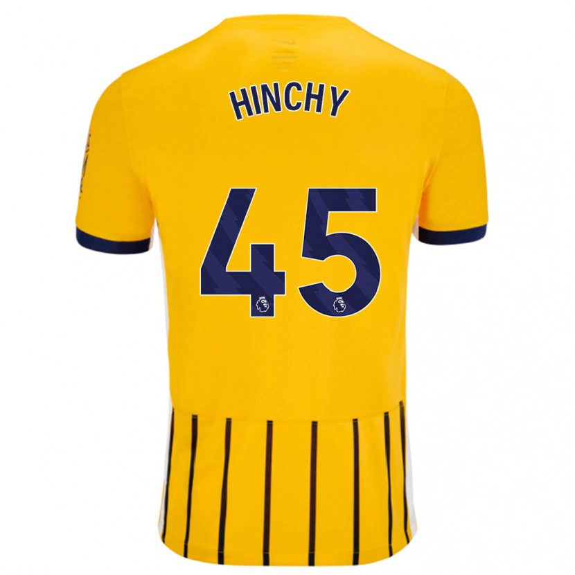 Danxen Donna Maglia Jack Hinchy #45 Oro Blu A Righe Sottili Kit Gara Away 2024/25 Maglietta