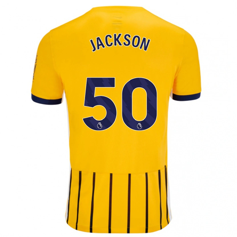 Danxen Donna Maglia Ben Jackson #50 Oro Blu A Righe Sottili Kit Gara Away 2024/25 Maglietta