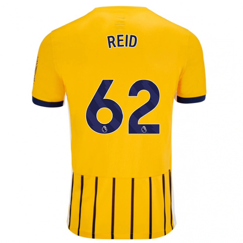 Danxen Donna Maglia Tommy Reid #62 Oro Blu A Righe Sottili Kit Gara Away 2024/25 Maglietta