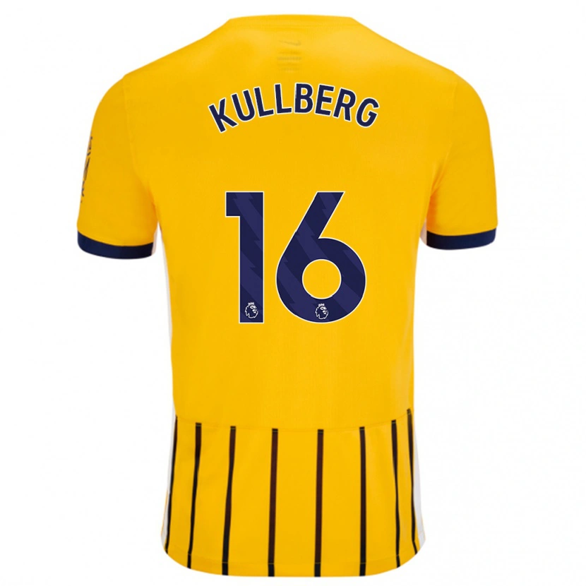 Danxen Donna Maglia Emma Nanny Charlotte Kullberg #16 Oro Blu A Righe Sottili Kit Gara Away 2024/25 Maglietta