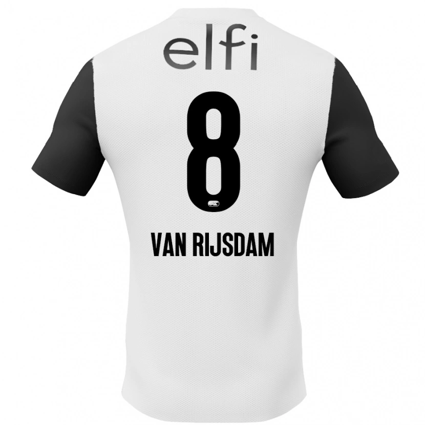 Danxen Donna Maglia Julian Van Rijsdam #8 Bianco Nero Kit Gara Away 2024/25 Maglietta