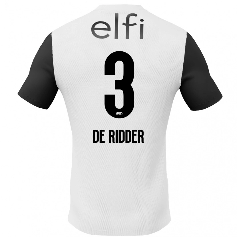 Danxen Donna Maglia Djoeke De Ridder #3 Bianco Nero Kit Gara Away 2024/25 Maglietta