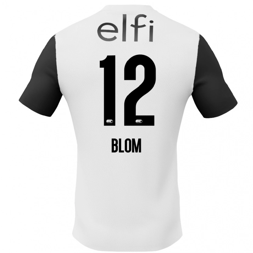 Danxen Donna Maglia Robin Blom #12 Bianco Nero Kit Gara Away 2024/25 Maglietta