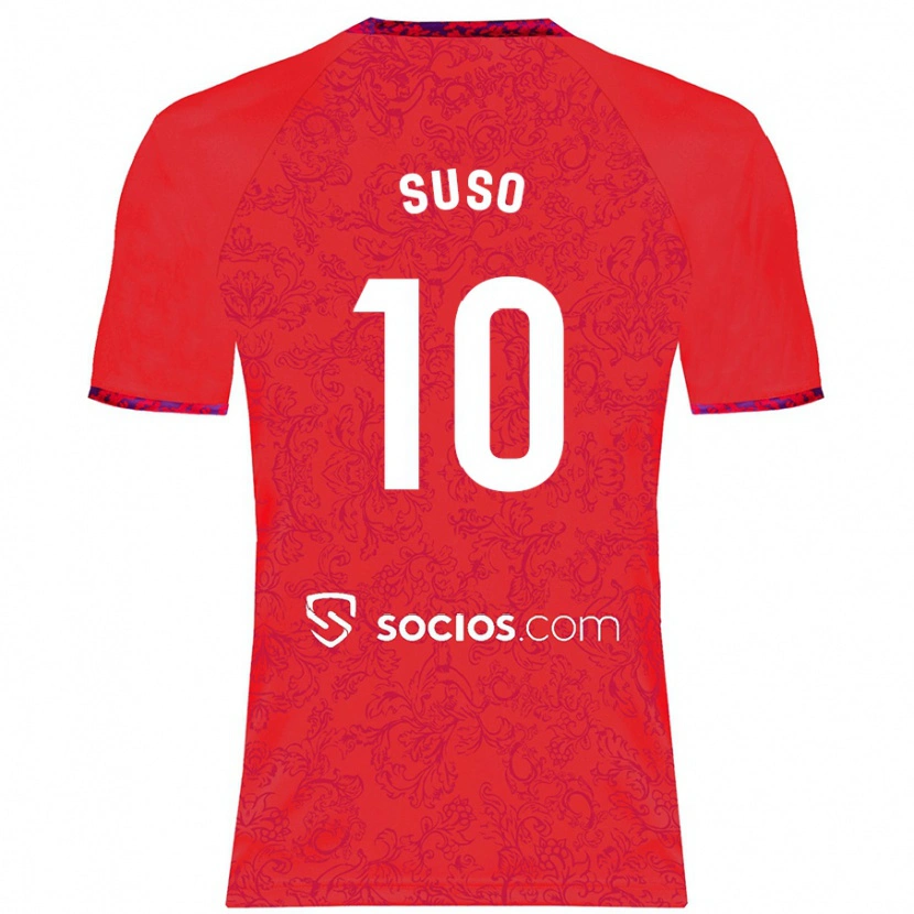 Danxen Donna Maglia Suso #10 Rosso Kit Gara Away 2024/25 Maglietta