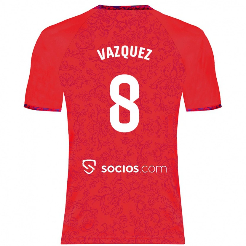 Danxen Donna Maglia Manolo Vázquez #8 Rosso Kit Gara Away 2024/25 Maglietta