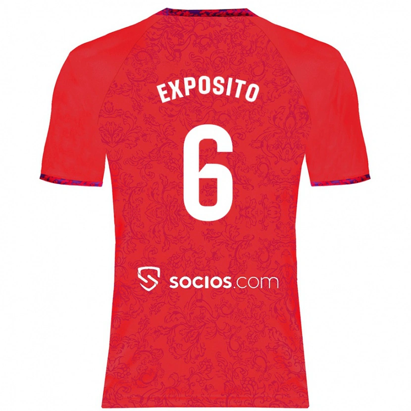 Danxen Donna Maglia Marcelo Expósito #6 Rosso Kit Gara Away 2024/25 Maglietta