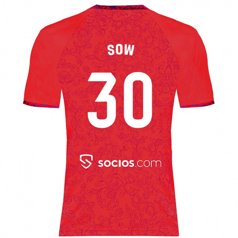 Danxen Donna Maglia Ibrahima Sow #30 Rosso Kit Gara Away 2024/25 Maglietta