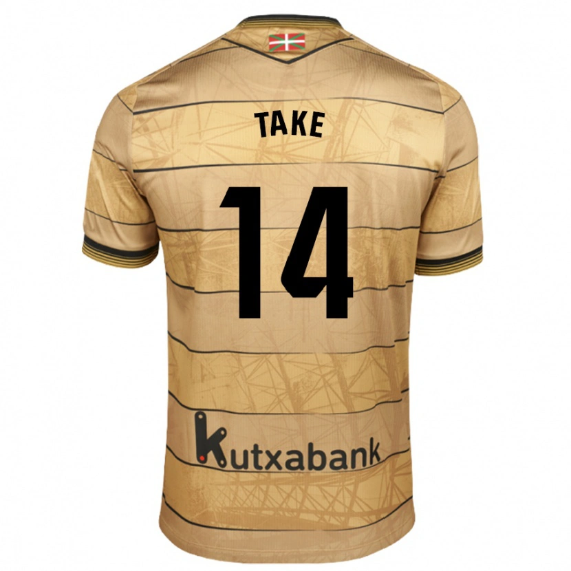 Danxen Donna Maglia Takefusa Kubo #14 Marrone Kit Gara Away 2024/25 Maglietta