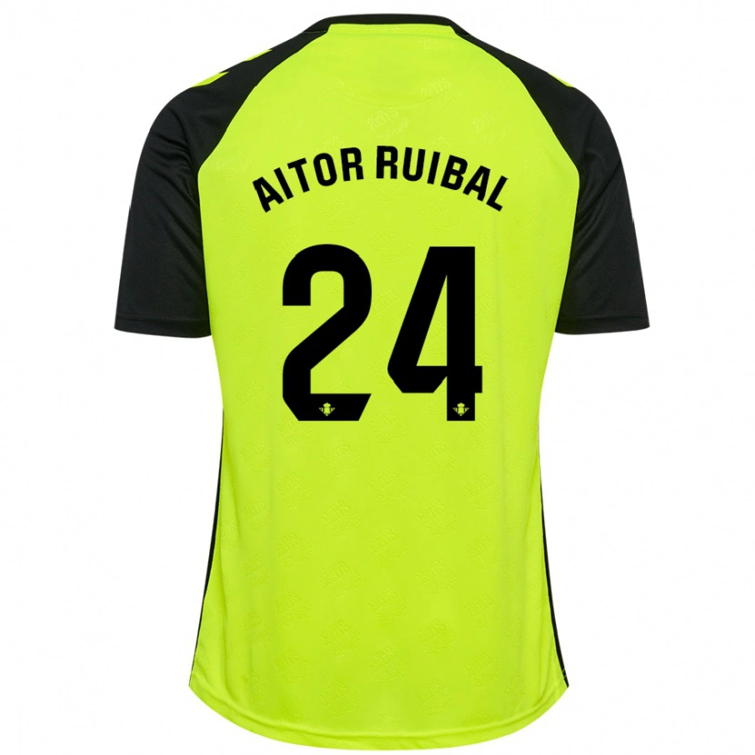 Danxen Donna Maglia Aitor Ruibal #24 Giallo Fluorescente Nero Kit Gara Away 2024/25 Maglietta