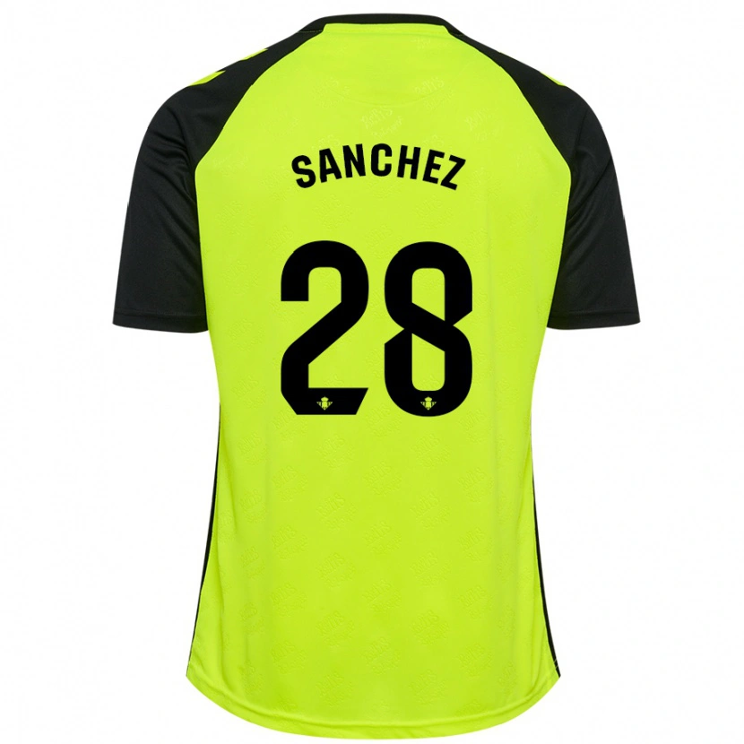 Danxen Donna Maglia Marina Sánchez #28 Giallo Fluorescente Nero Kit Gara Away 2024/25 Maglietta