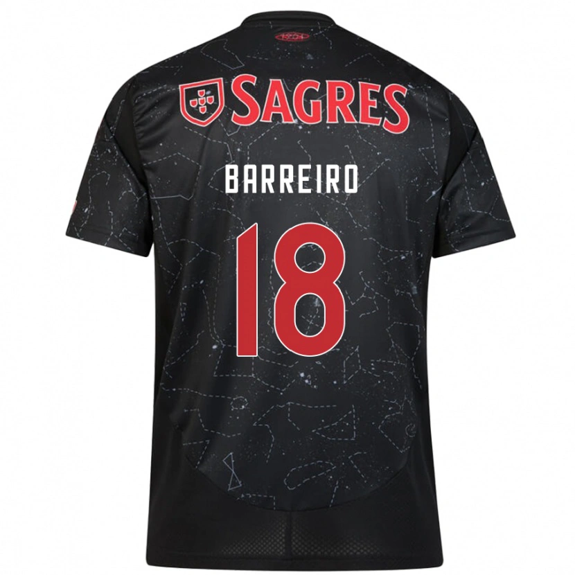 Danxen Donna Maglia Leandro Barreiro #18 Nero Rosso Kit Gara Away 2024/25 Maglietta