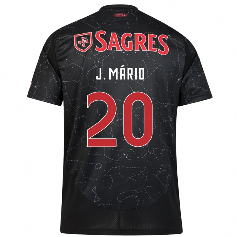 Danxen Donna Maglia João Mário #20 Nero Rosso Kit Gara Away 2024/25 Maglietta