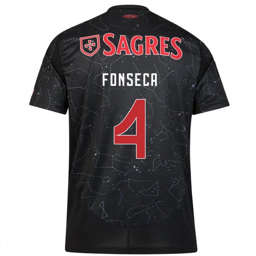 Danxen Donna Maglia João Fonseca #4 Nero Rosso Kit Gara Away 2024/25 Maglietta