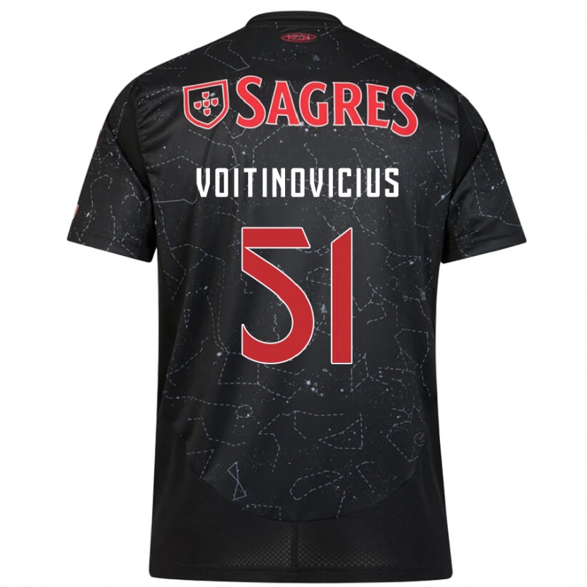 Danxen Donna Maglia Arnas Voitinovicius #51 Nero Rosso Kit Gara Away 2024/25 Maglietta