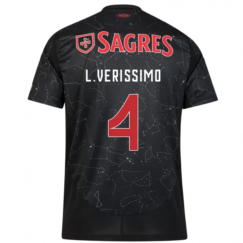 Danxen Donna Maglia Lucas Verissimo #4 Nero Rosso Kit Gara Away 2024/25 Maglietta