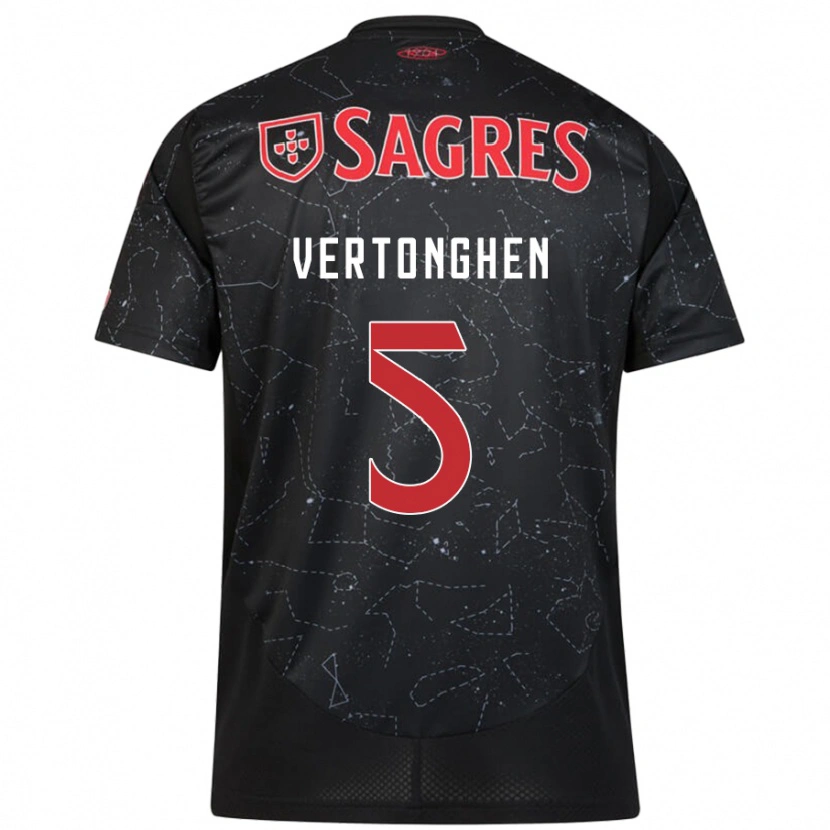 Danxen Donna Maglia Jan Vertonghen #5 Nero Rosso Kit Gara Away 2024/25 Maglietta
