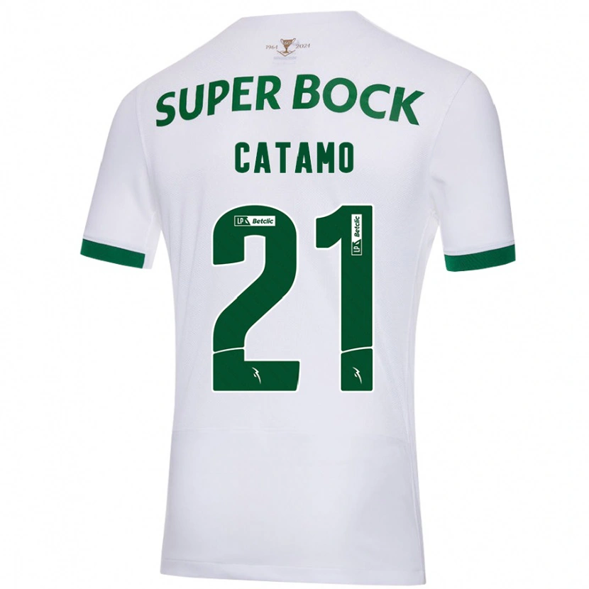 Danxen Donna Maglia Geny Catamo #21 Bianco Verde Kit Gara Away 2024/25 Maglietta