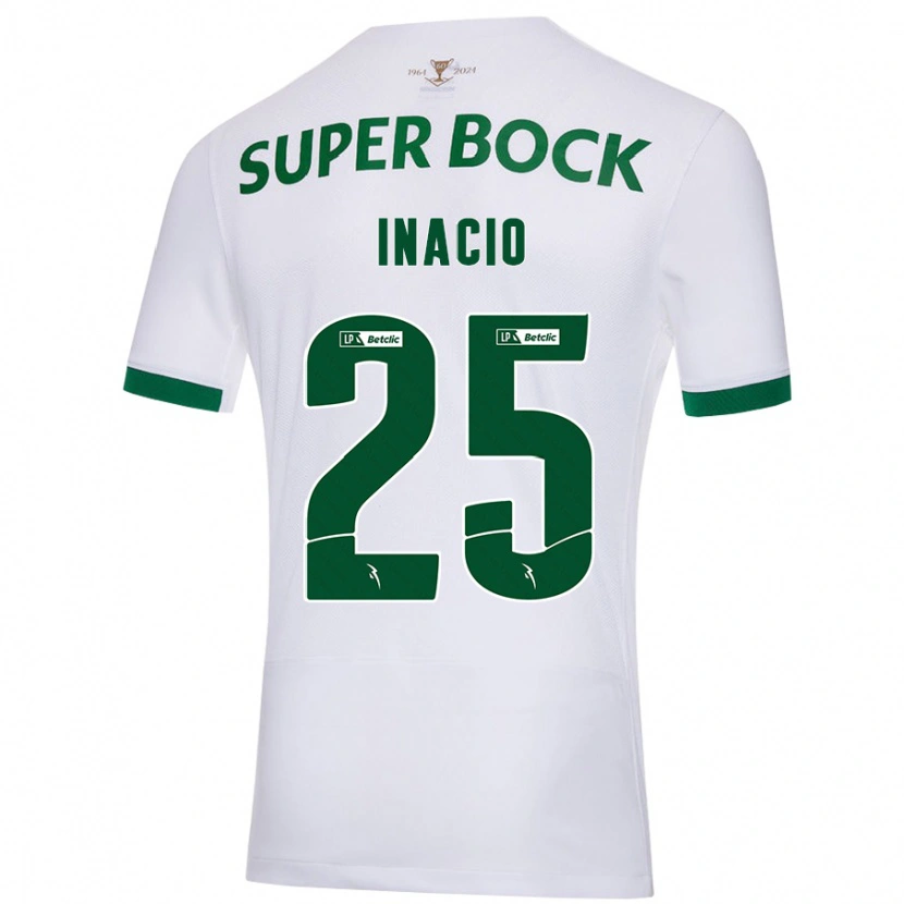 Danxen Donna Maglia Gonçalo Inácio #25 Bianco Verde Kit Gara Away 2024/25 Maglietta
