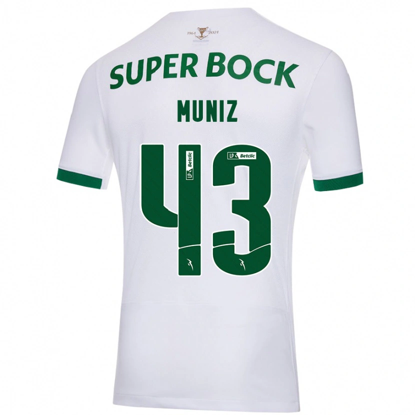Danxen Donna Maglia João Muniz #43 Bianco Verde Kit Gara Away 2024/25 Maglietta