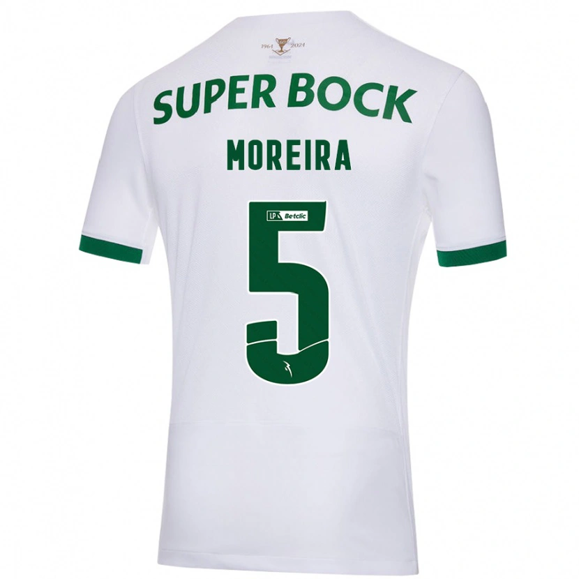 Danxen Donna Maglia David Moreira #5 Bianco Verde Kit Gara Away 2024/25 Maglietta