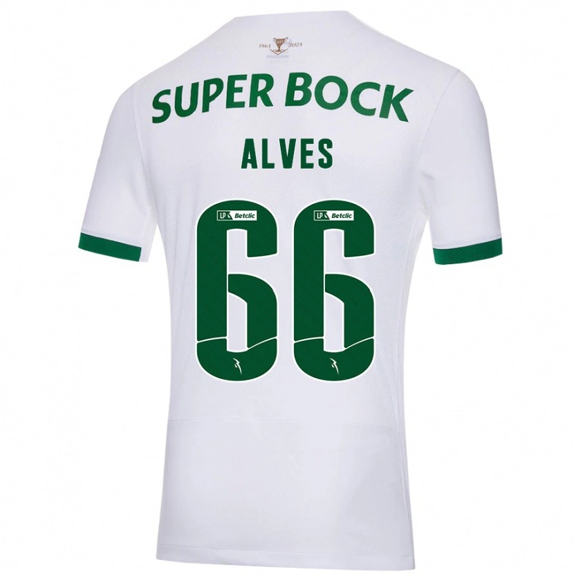 Danxen Donna Maglia Miguel Alves #66 Bianco Verde Kit Gara Away 2024/25 Maglietta