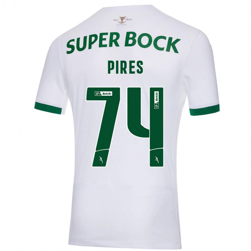 Danxen Donna Maglia Guilherme Pires #74 Bianco Verde Kit Gara Away 2024/25 Maglietta