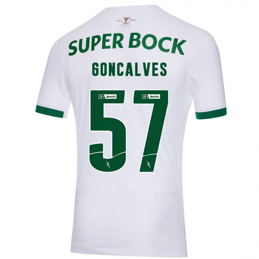Danxen Donna Maglia Inês Gonçalves #57 Bianco Verde Kit Gara Away 2024/25 Maglietta