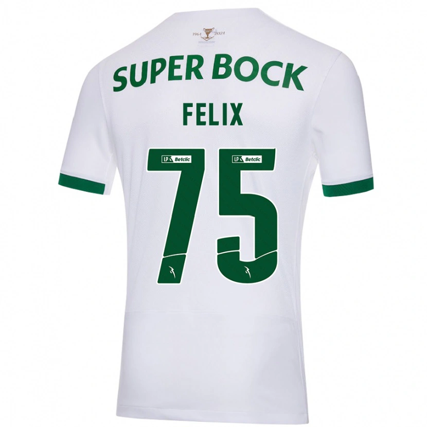 Danxen Donna Maglia Vando Félix #75 Bianco Verde Kit Gara Away 2024/25 Maglietta