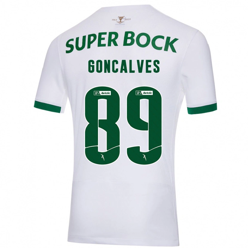 Danxen Donna Maglia André Gonçalves #89 Bianco Verde Kit Gara Away 2024/25 Maglietta