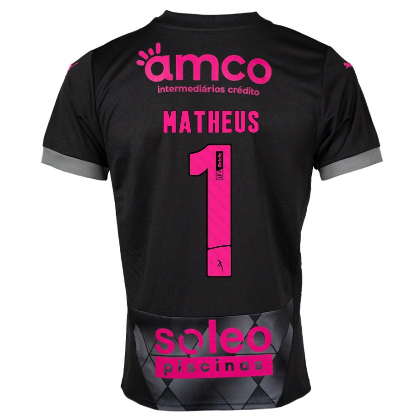 Danxen Donna Maglia Matheus #1 Nero Rosa Kit Gara Away 2024/25 Maglietta