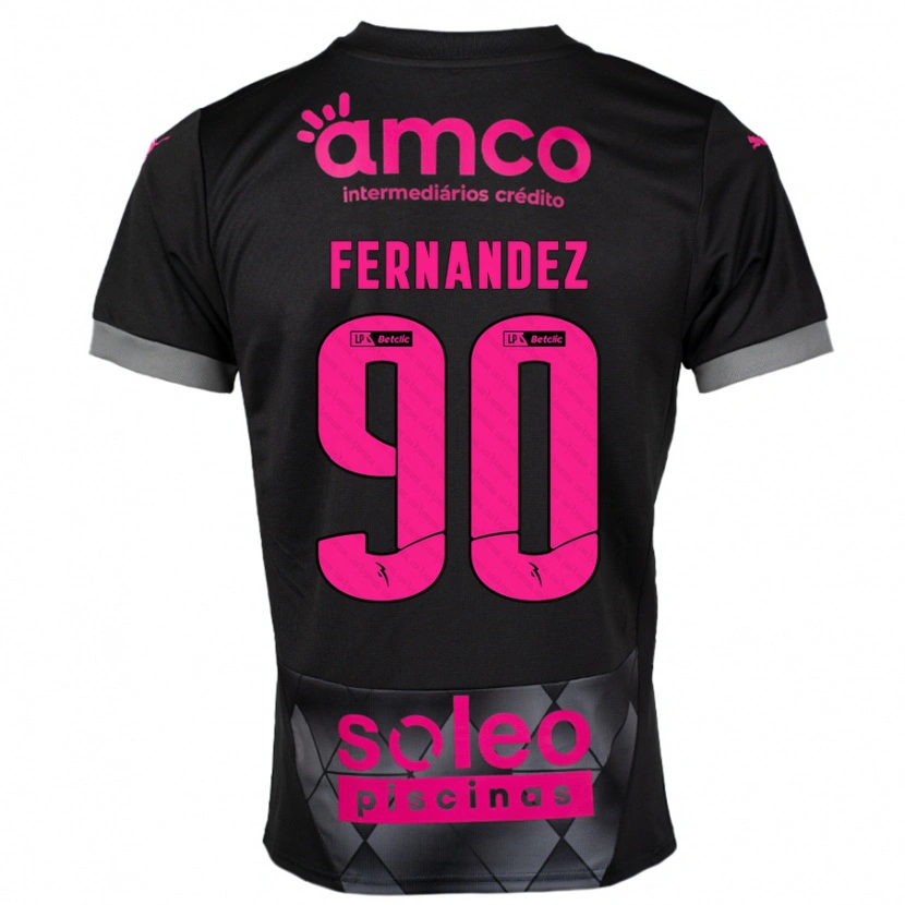 Danxen Donna Maglia Roberto Fernández #90 Nero Rosa Kit Gara Away 2024/25 Maglietta