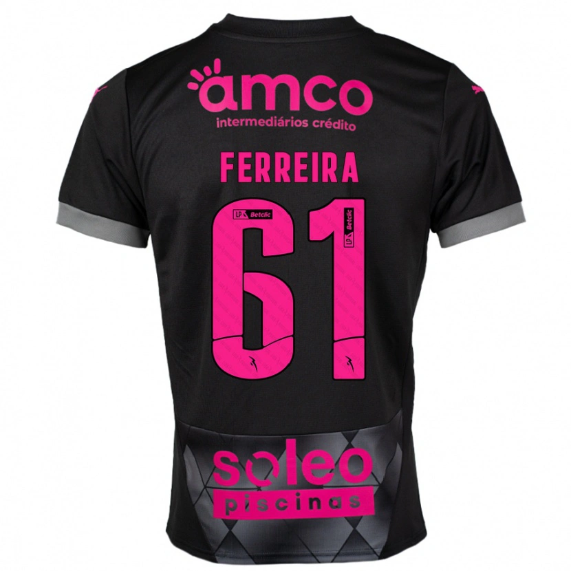 Danxen Donna Maglia Tiago Ferreira #61 Nero Rosa Kit Gara Away 2024/25 Maglietta
