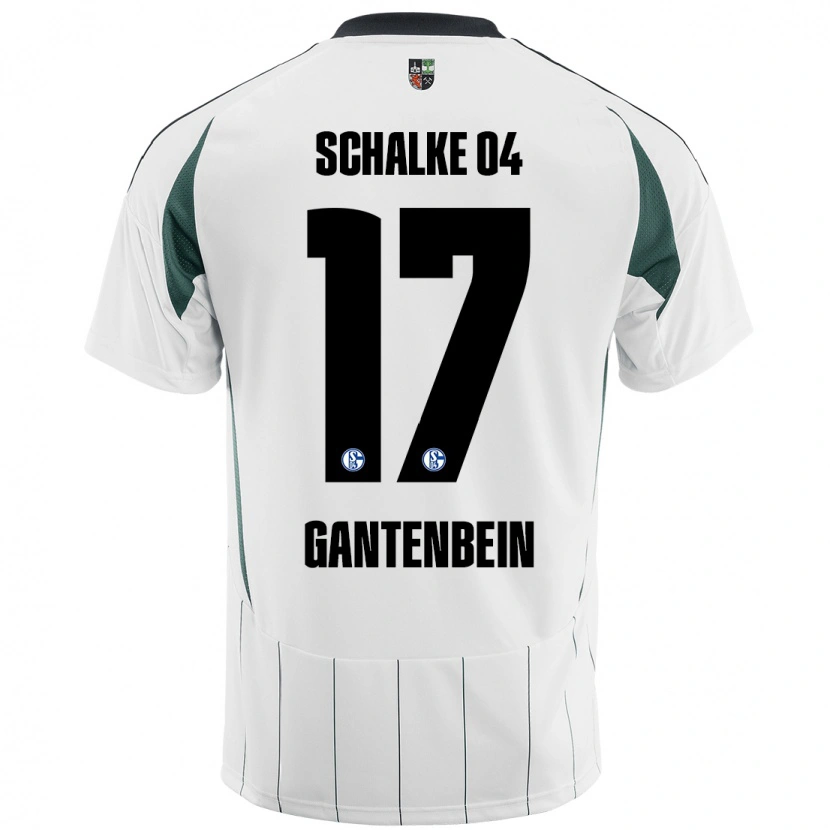 Danxen Donna Maglia Adrian Gantenbein #17 Bianco Verde Kit Gara Away 2024/25 Maglietta