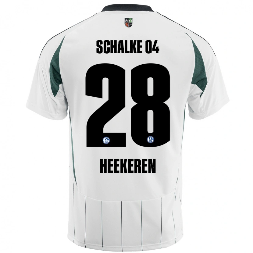 Danxen Donna Maglia Justin Heekeren #28 Bianco Verde Kit Gara Away 2024/25 Maglietta