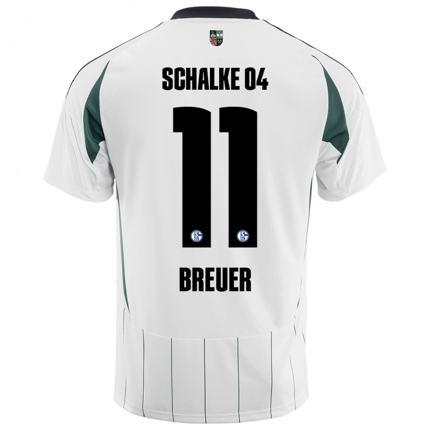 Danxen Donna Maglia Simon Breuer #11 Bianco Verde Kit Gara Away 2024/25 Maglietta