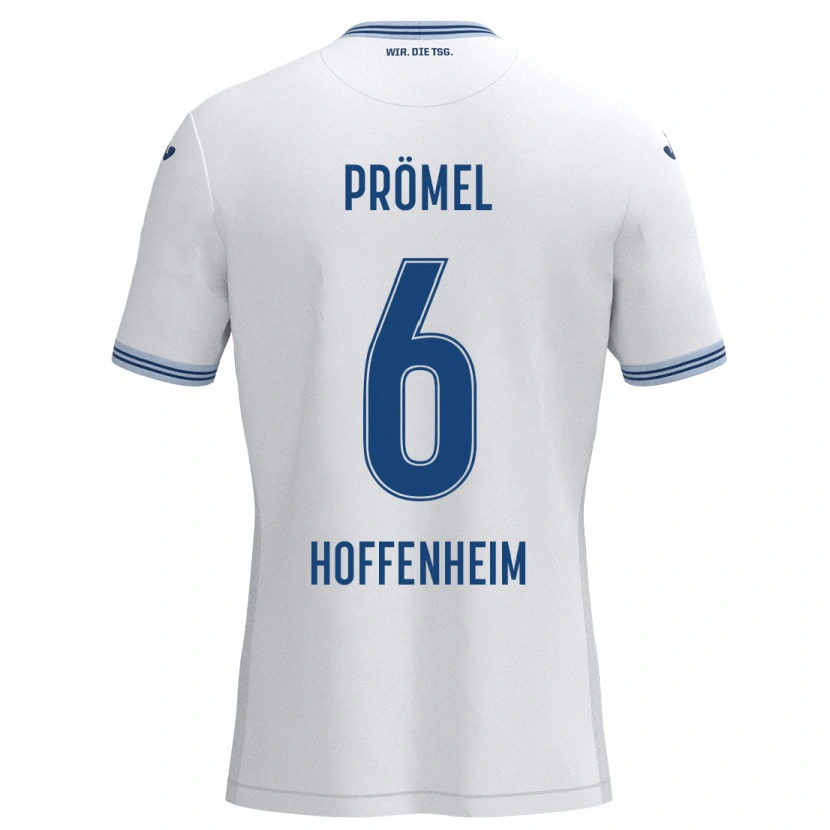 Danxen Donna Maglia Grischa Prömel #6 Bianco Blu Kit Gara Away 2024/25 Maglietta