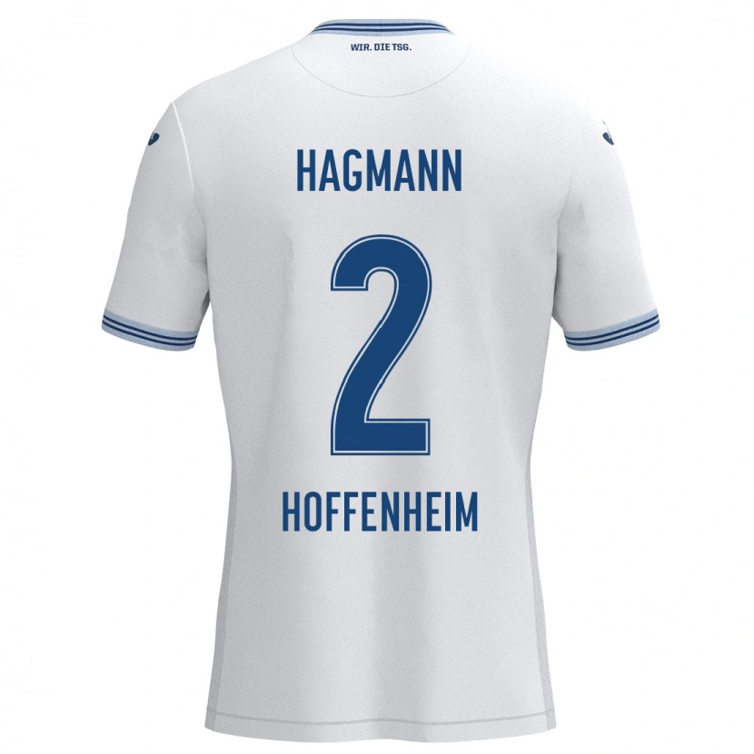 Danxen Donna Maglia Felix Hagmann #2 Bianco Blu Kit Gara Away 2024/25 Maglietta