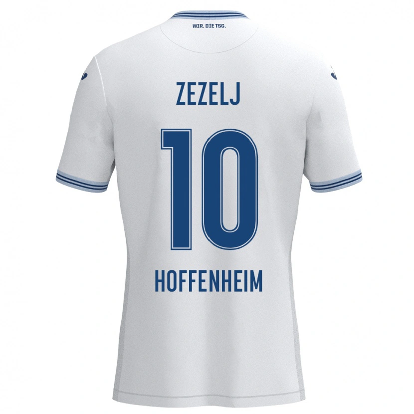 Danxen Donna Maglia Neno Zezelj #10 Bianco Blu Kit Gara Away 2024/25 Maglietta