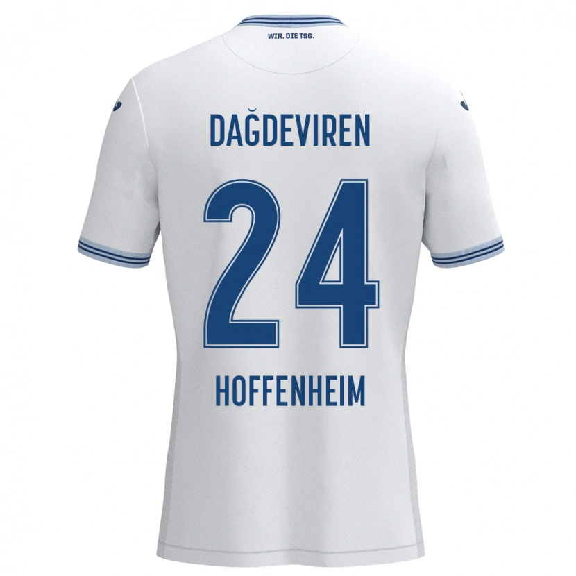 Danxen Donna Maglia Diren Dağdeviren #24 Bianco Blu Kit Gara Away 2024/25 Maglietta