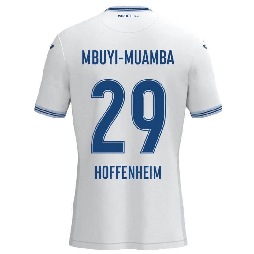 Danxen Donna Maglia Hubert Mbuyi-Muamba #29 Bianco Blu Kit Gara Away 2024/25 Maglietta