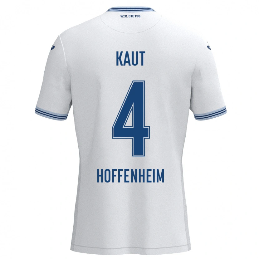 Danxen Donna Maglia Lisann Kaut #4 Bianco Blu Kit Gara Away 2024/25 Maglietta