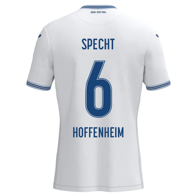 Danxen Donna Maglia Michaela Specht #6 Bianco Blu Kit Gara Away 2024/25 Maglietta