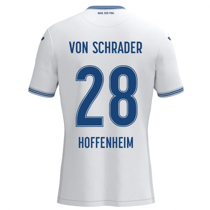 Danxen Donna Maglia Lina Von Schrader #28 Bianco Blu Kit Gara Away 2024/25 Maglietta