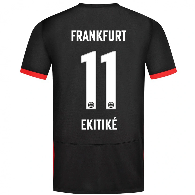 Danxen Donna Maglia Hugo Ekitiké #11 Nero Kit Gara Away 2024/25 Maglietta