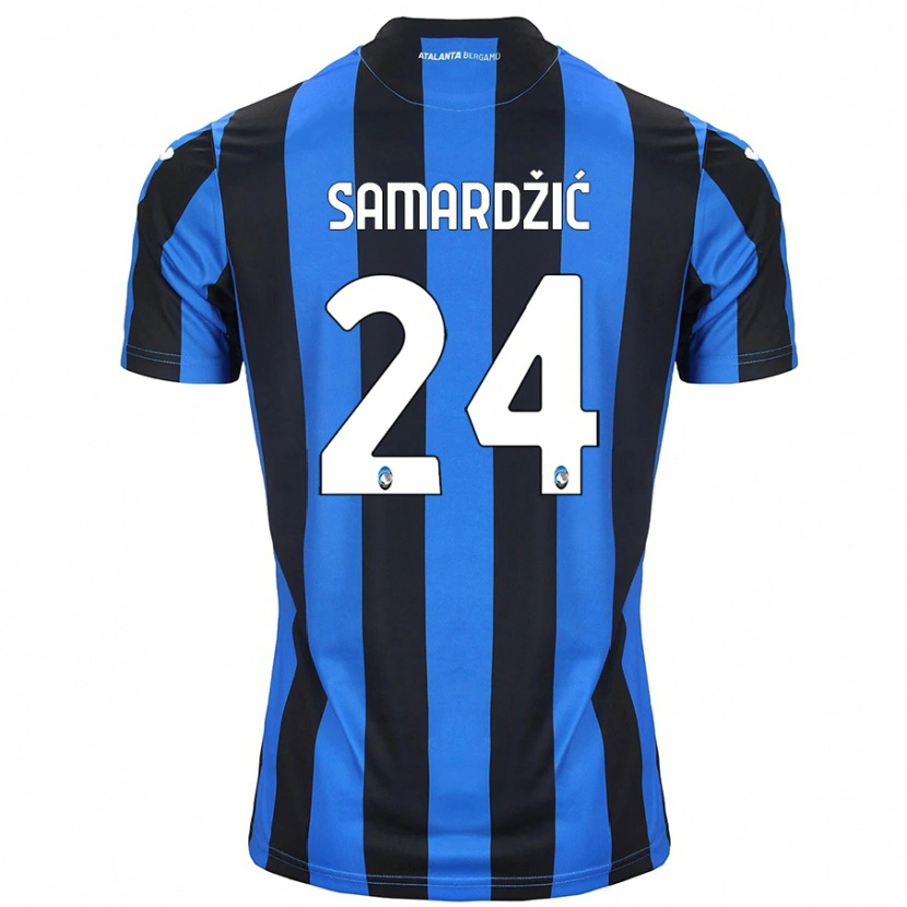 Danxen Bambino Maglia Lazar Samardžić #24 Blu Nero Kit Gara Home 2024/25 Maglietta