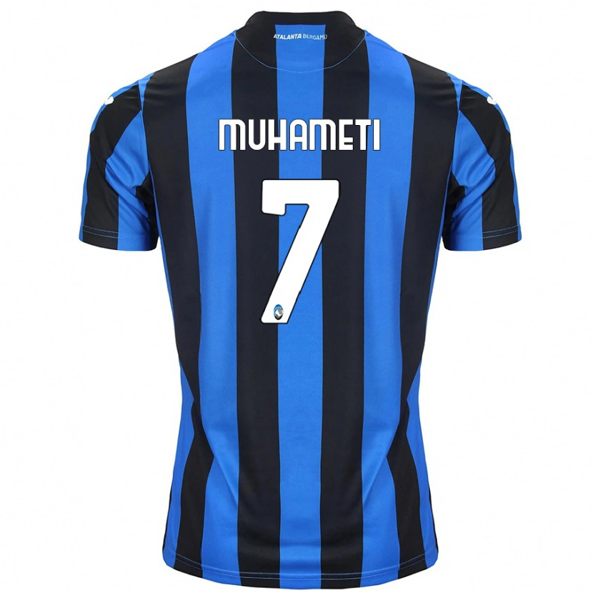 Danxen Bambino Maglia Endri Muhameti #7 Blu Nero Kit Gara Home 2024/25 Maglietta