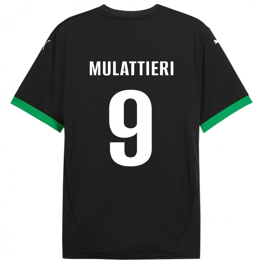 Danxen Bambino Maglia Samuele Mulattieri #9 Nero Verde Scuro Kit Gara Home 2024/25 Maglietta