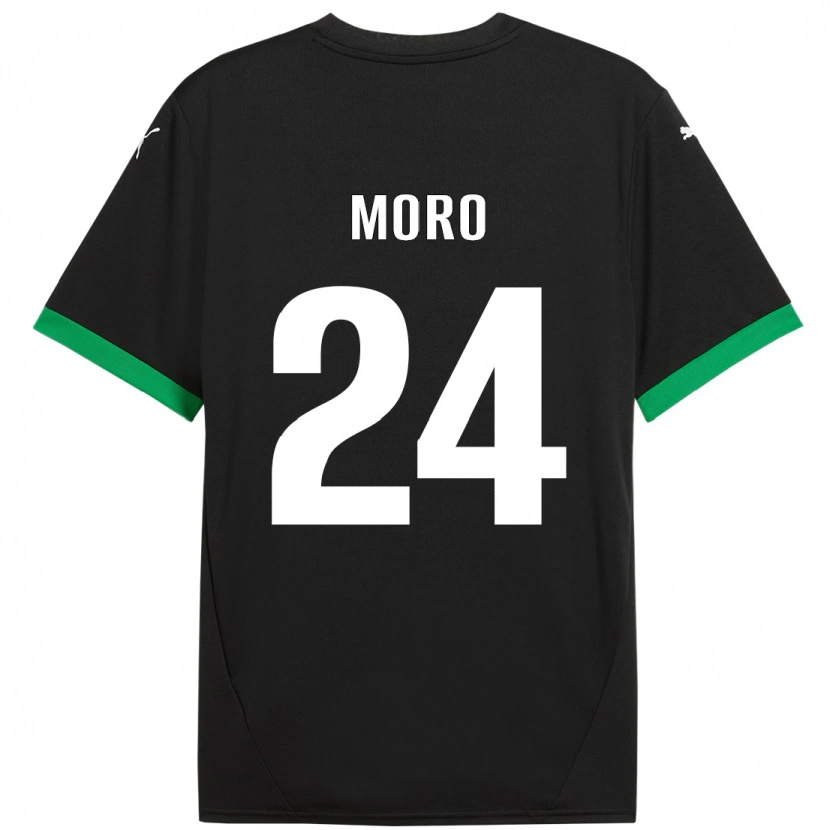 Danxen Bambino Maglia Luca Moro #24 Nero Verde Scuro Kit Gara Home 2024/25 Maglietta